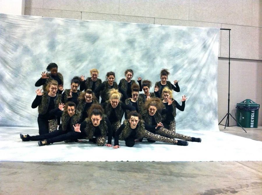 The Huntley poms team poses for their group shot 