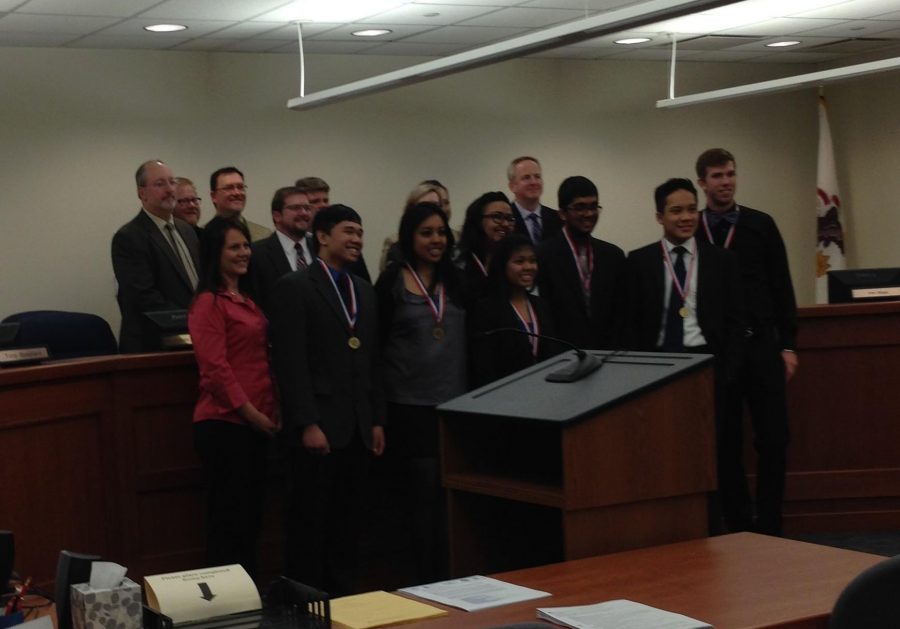 FBLA State winners are recognized by the school board (J. Polit). 