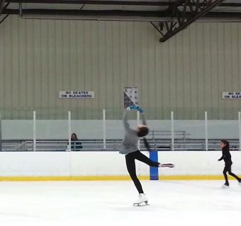 An Nguyen performing a layback spin at the Crystal Ice House (Courtesy of Nguyen0.