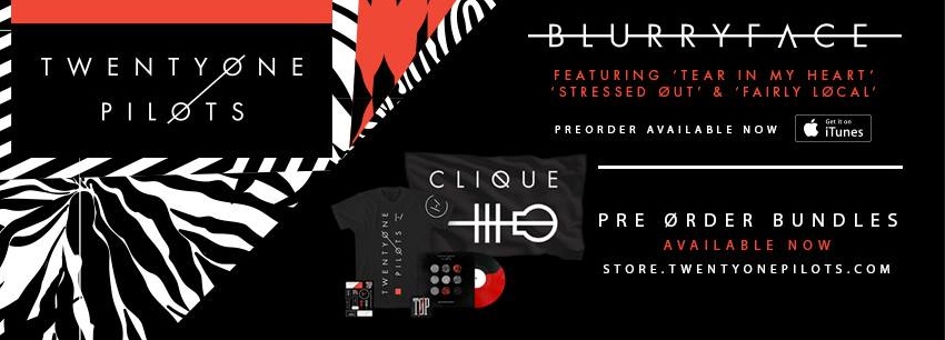 Pre-order Twenty One Pilots new album Blurryface (Courtesy of www.facebook.com/twentyonepilots).