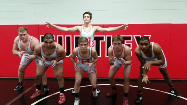 Huntley's wrestlers pose before their meet against Cary-Grove.