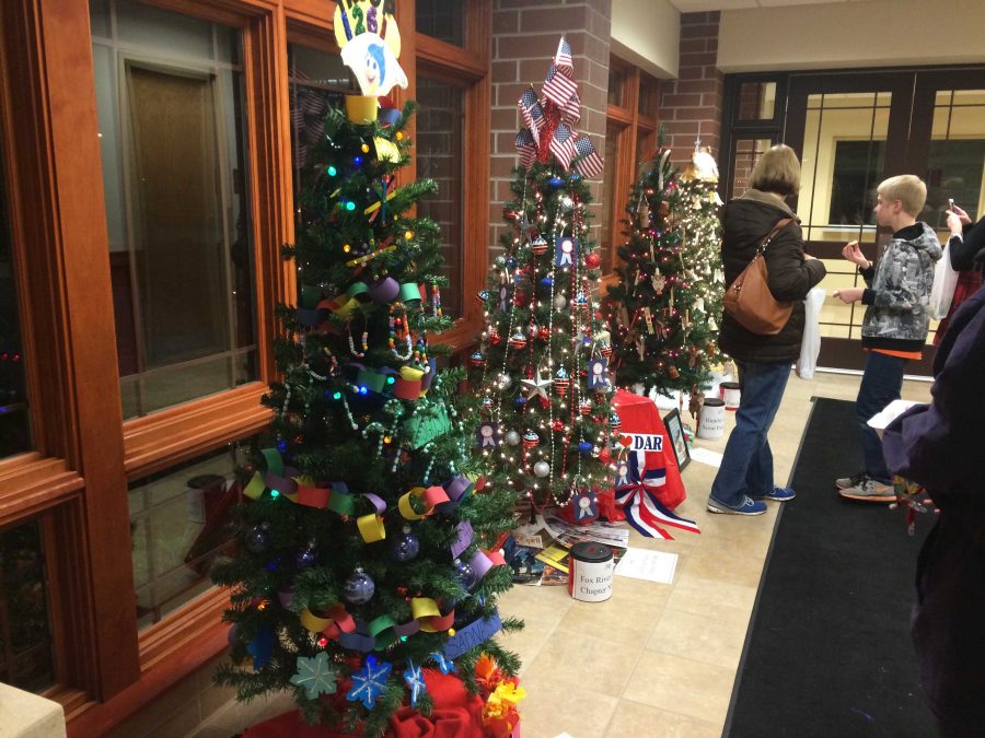 At A Very Merry Huntley, there was a Christmas tree decorating contest including trees from Willow Creek and KinderCare.