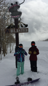 Bremer and her brother in front of the "Snowbugs," which are in front of the Tree Paths, a series of trails at Park City Resort. (Courtesy of J. Bremer)