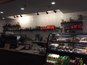 The front counter of Daily Projects with their pastries and sandwiches in the display case (A. Landman).