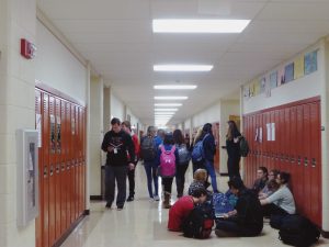 Students crowding the hallways during school. Photo courtesy of Emily Kindl.