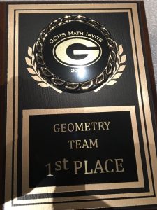 The first place award for geometry team (L. Jenkins)