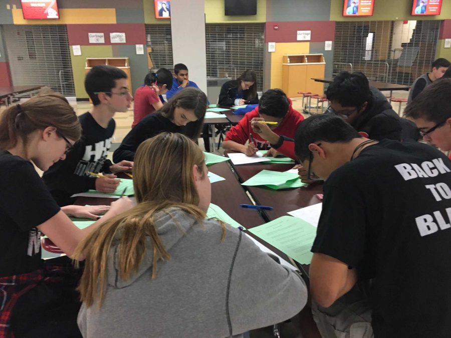 The HHS Math Team studies for the Grant HS Invite (L. Jenkins)