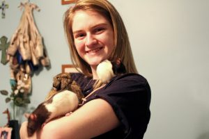 Geraci's bunny Hazel, and two rats Pumpkin and Muffin (E. Kindl). 