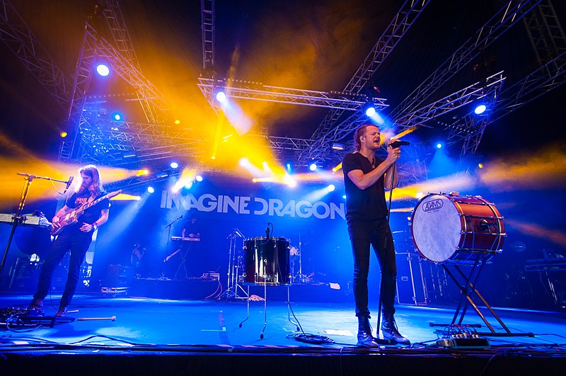 Imagine Dragons performing on their 2013 tour in Joensuu, Finland. (Photo by Tuomas Vitikainen, Attribution-Share Alike 3.0 Unported)