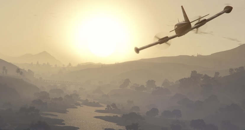 A plane flying over Grand Theft Auto: San Andreas