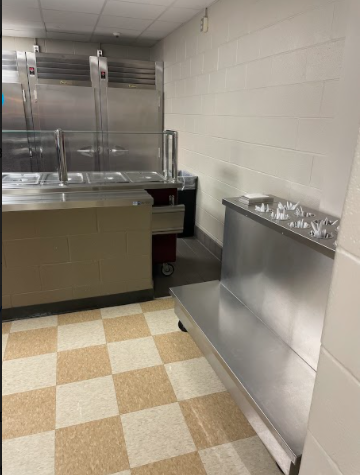 The place where lunch trays normally reside is completely empty.