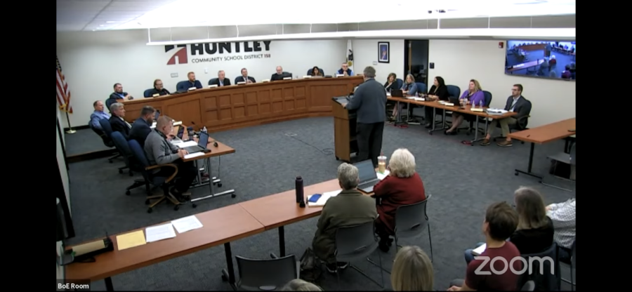 The+board+meeting+was+broadcasted+over+Zoom+to+show+the+boards+next+steps+as+superintendent+Rowe+leaves.