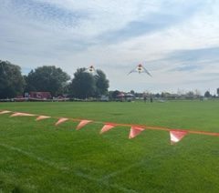 Two of the Chicago Fire kites in synchronized harmony as they perform to a song from the “La La Land” soundtrack. 
