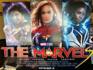 “The Marvels” poster at AMC theaters. 