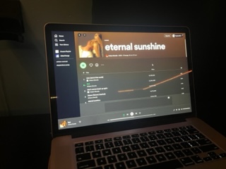 Having a study session while listening to  Eternal Sunshine. 