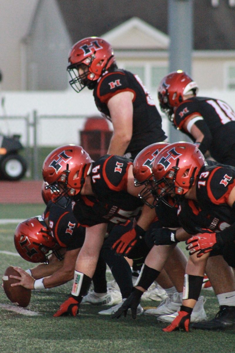 The Red Raider offensive line readies itself for their next push toward a touchdown.