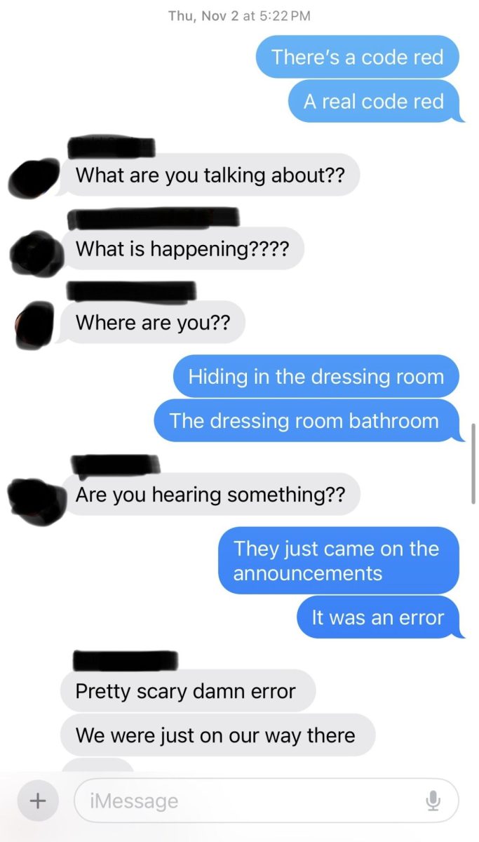 Real text messages sent from a student to her family during a false-alarm lockdown.