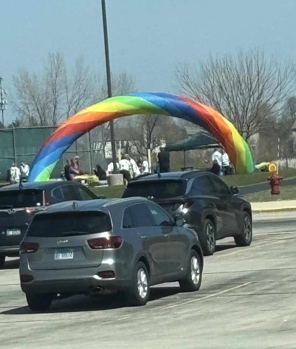 Rainbow arch at Heineman Middle School for LGTBQ event. 