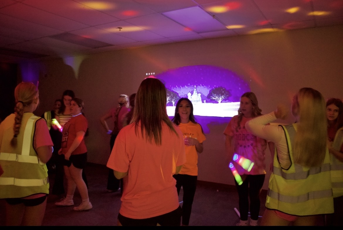 The Huntley cheer team had lots of fun in their lights filled room at Spooky Buddies.
