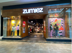A Zumiez storefront displaying the clothing they sell.