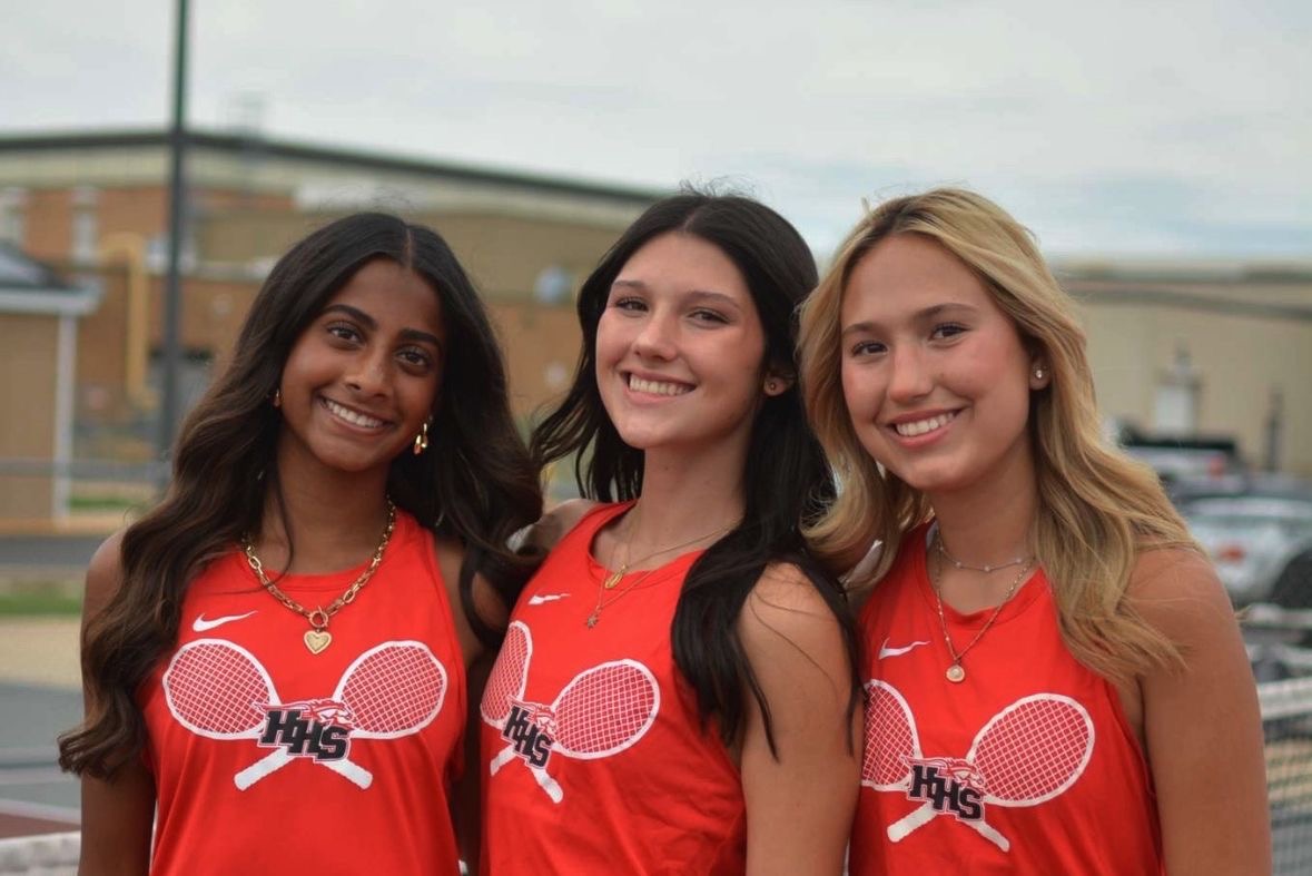 Maria Martin (middle) with her friends from tennis