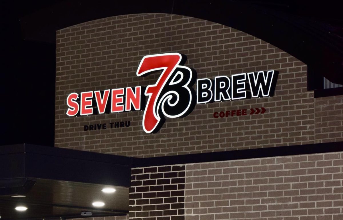 The lights of 7 Brew brightening the town. 